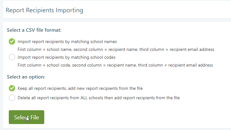 Import Report Recipients