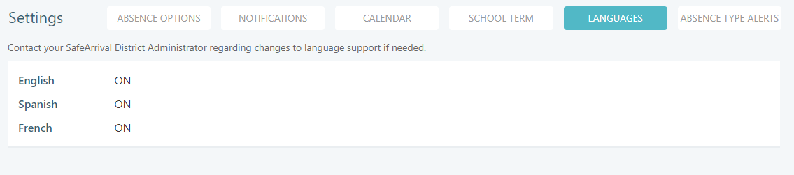 Languages tab