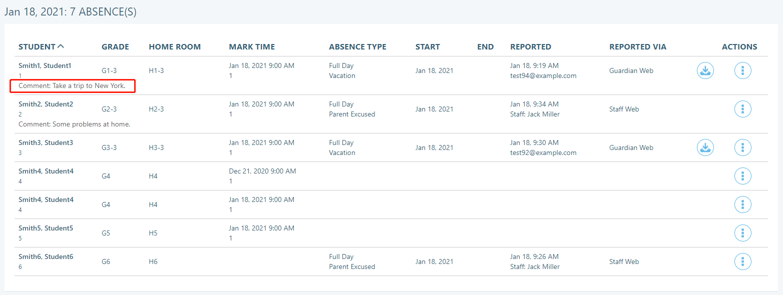 Absences Record