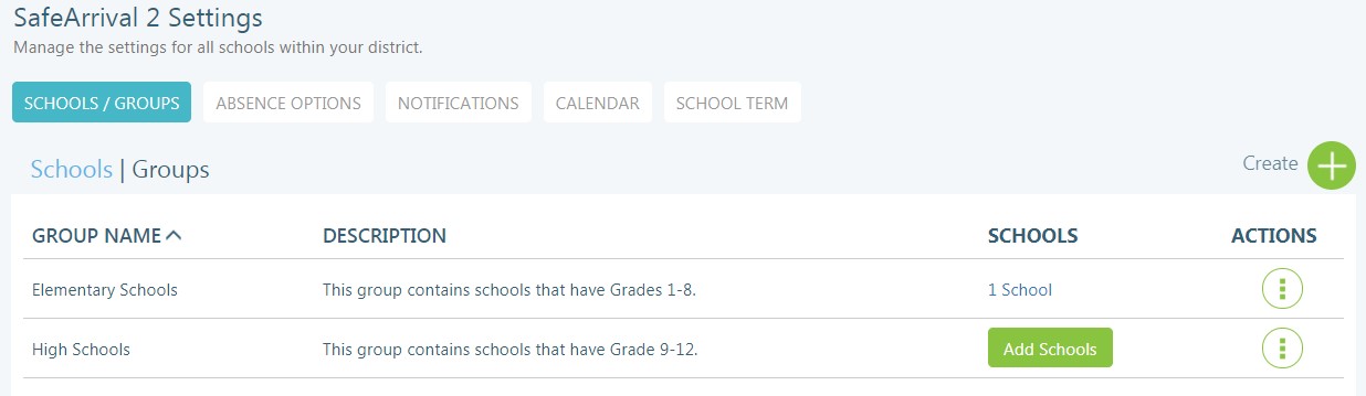 SafeArrival Groups Settings