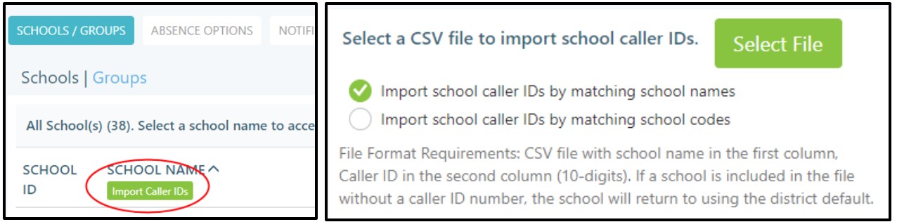 Import Caller IDs