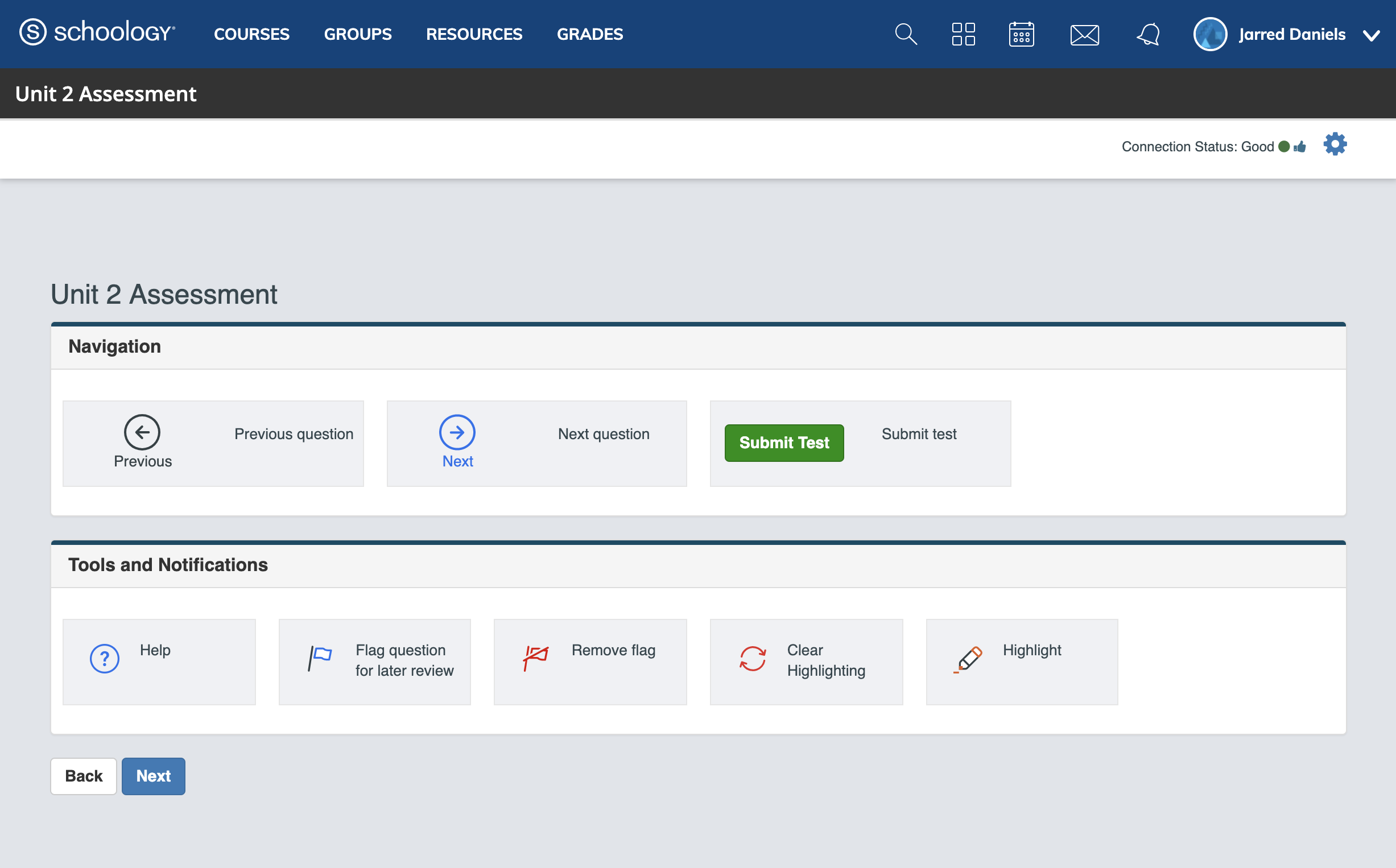 Student Assessment page.