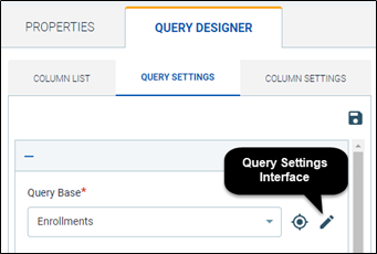 Access the Query Settings Interface