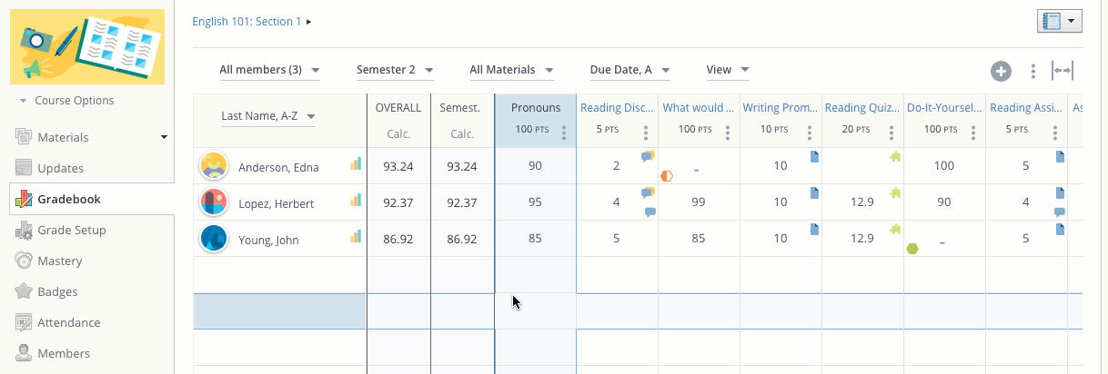 Click the All Materials drop-down menu to filter by categories.