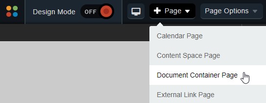 Document Container Page menu