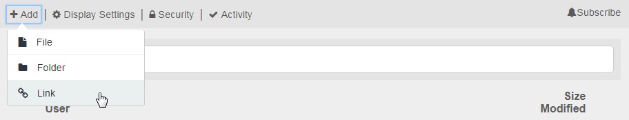 Add Link menu