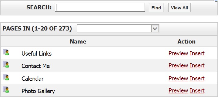 Link Search window