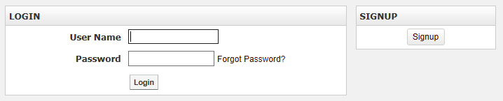 Login page