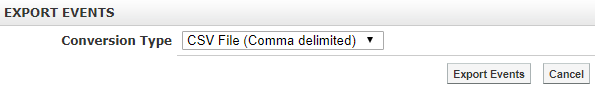 Export Events window