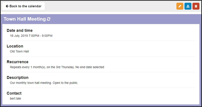 Delete Event window