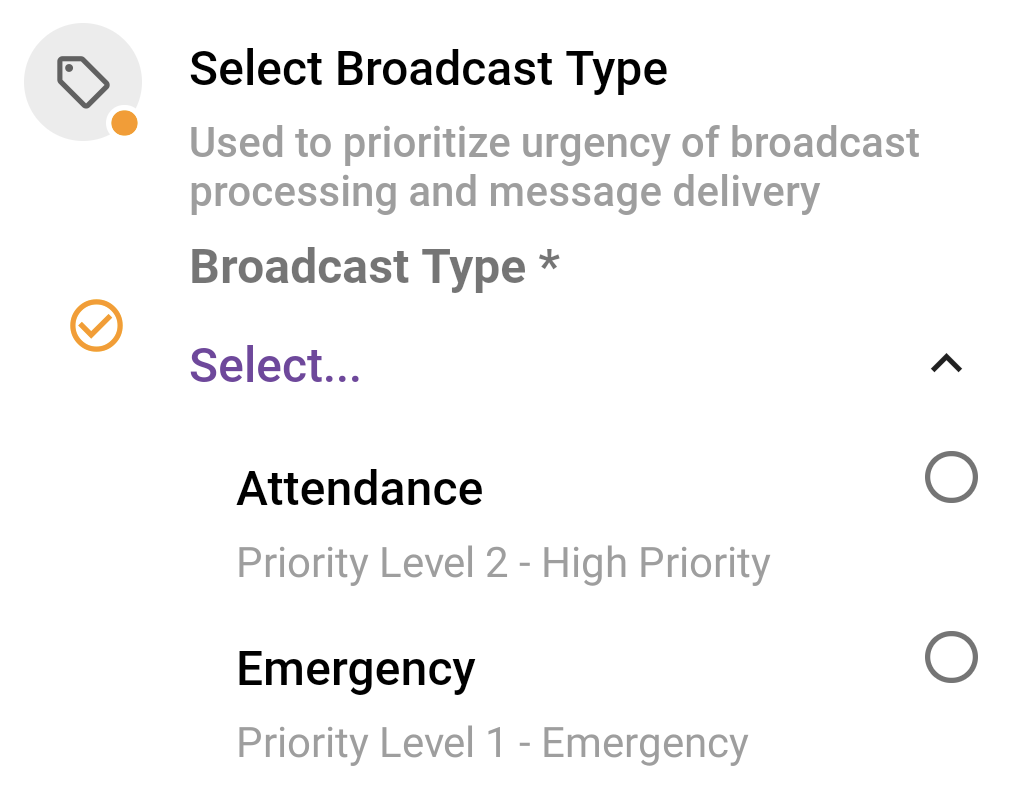 Select Broadcast Type