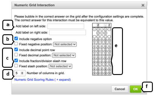 image on numeric grid interaction dialog
