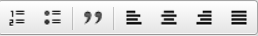 image of icons to insert a numbered list, bulleted list, and blockquote to format text