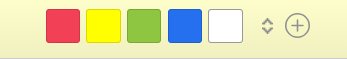 A image of a collapsed color swatch and sort header displays four performance band swatches, an empty swatch, the sort icon, and the toggle to expand the swatch legend.