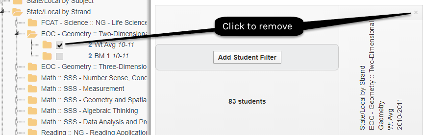 screenshot of removing single measure