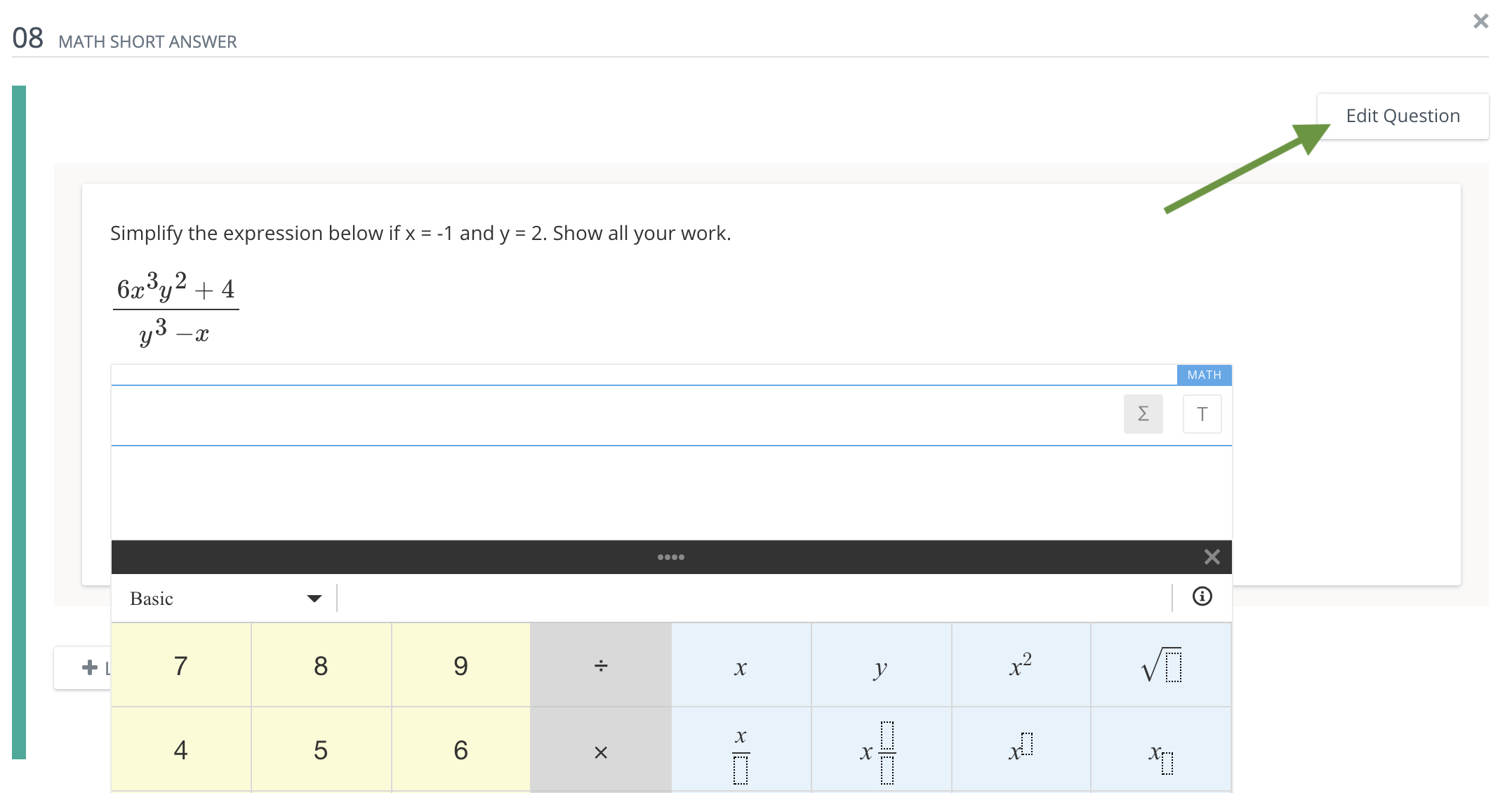 An example of a question preview highlighting the Edit Question button.