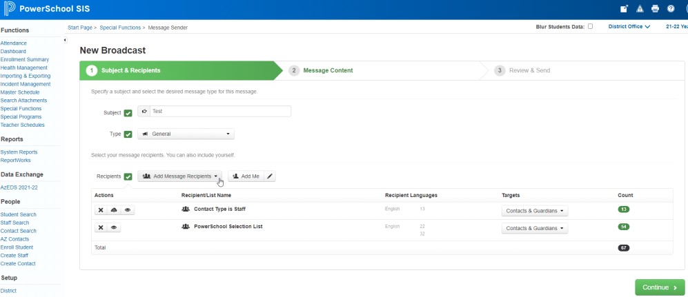 New Broadcast section