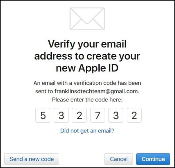 Email verification window