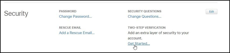 Security - Two-Step verification pane