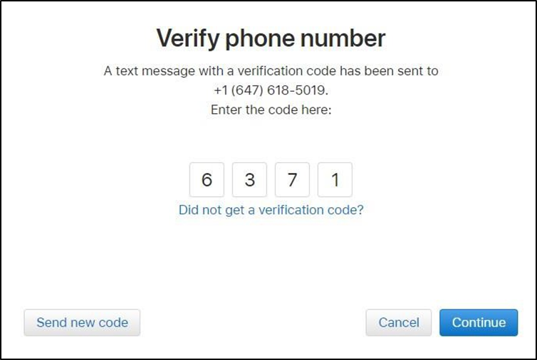 Verify phone number window