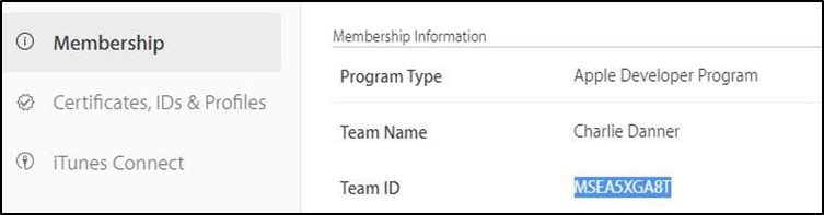 Membership Team ID window