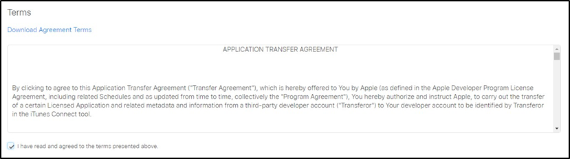 Download Agreement Terms page