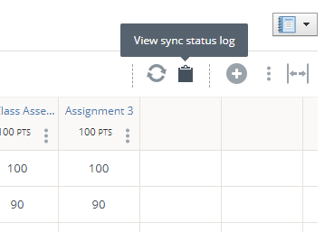 Image of the clipboard icon to navigate to the sync logs in the Aeries SIS app from the Schoology Gradebook.
