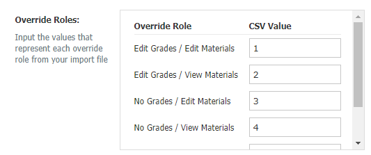 Override Roles setting examples.