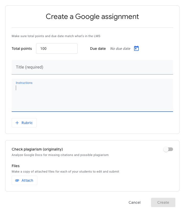 google assignment setting