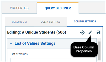 Base Column Properties