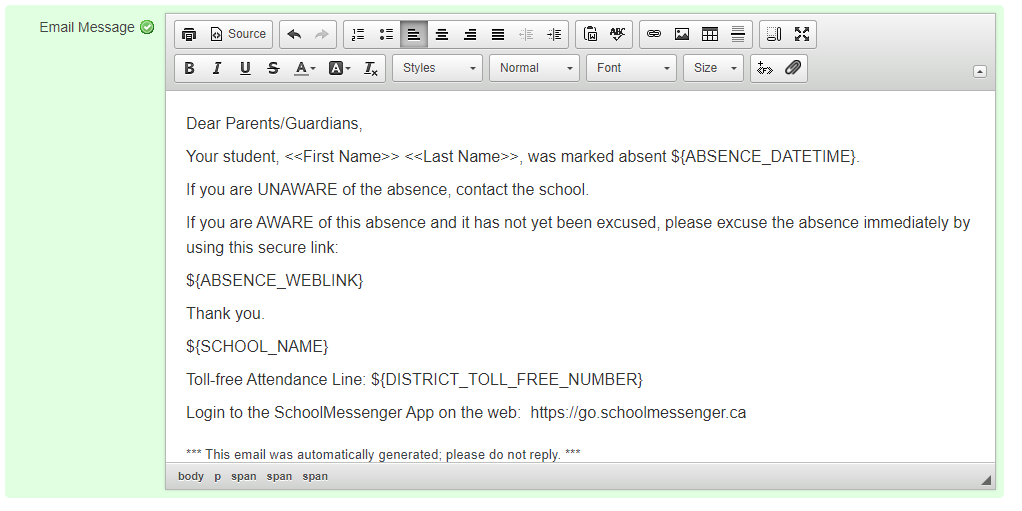 Edit Message window
