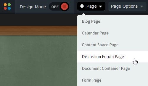 Discussion Forum Page menu