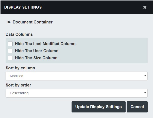 Display Settings window
