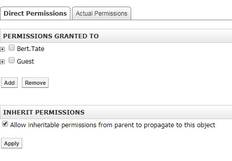 Direct Permissions tab