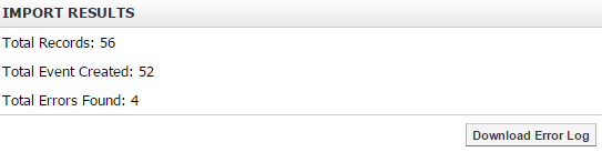 Import Results window