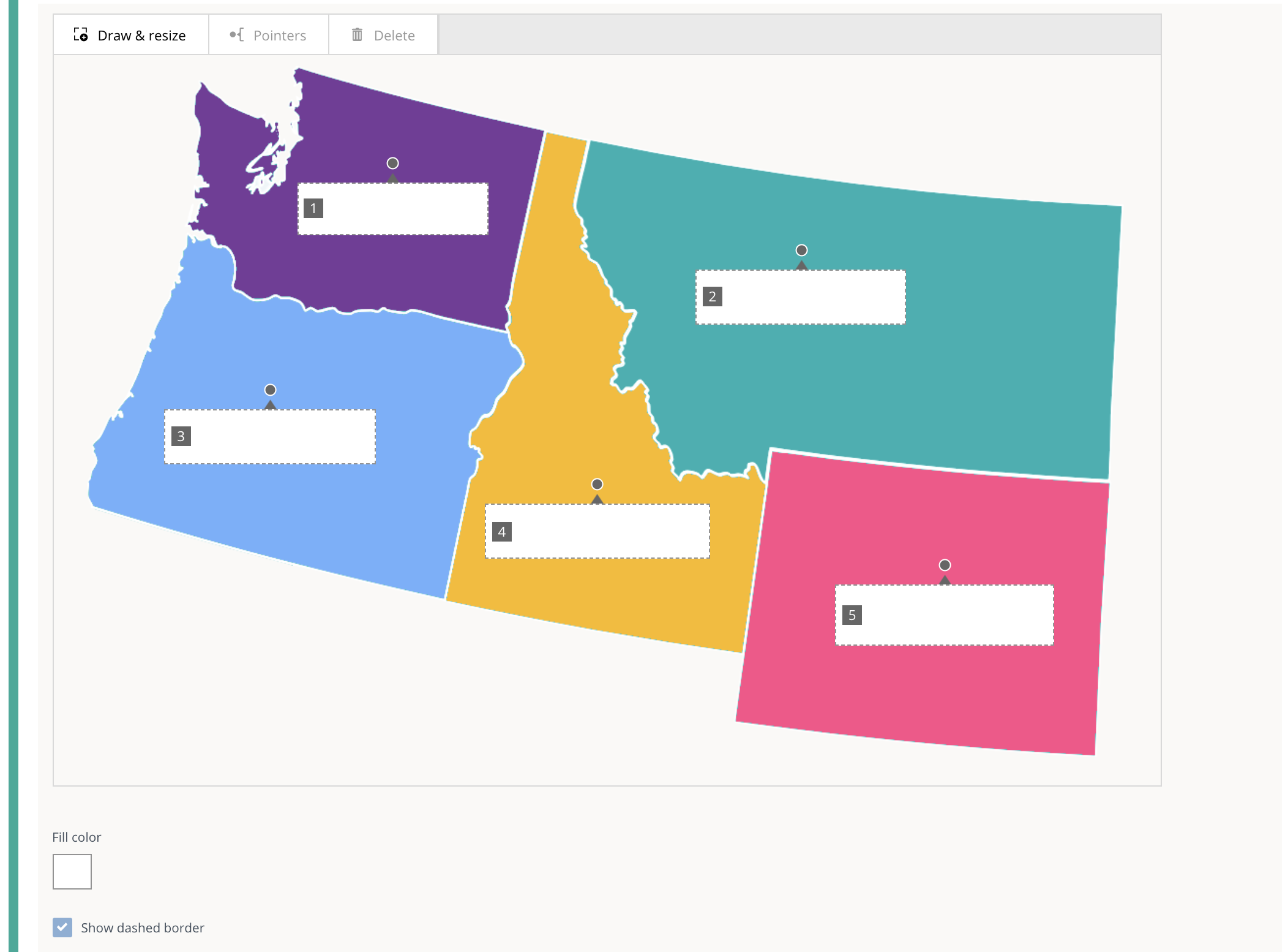 The Draw and resize setting showing numbered boxes.