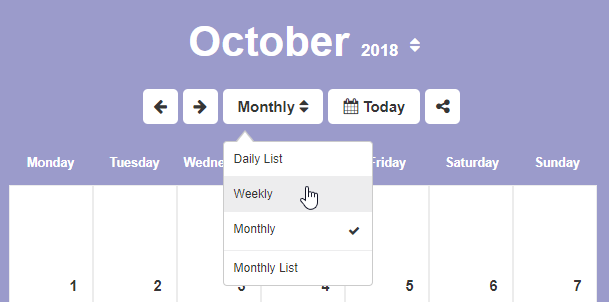 Calendar Events range selection