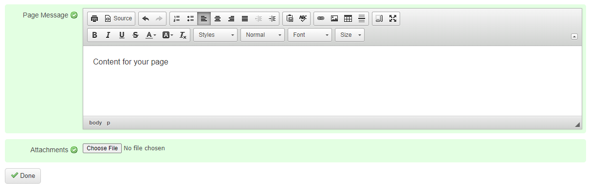 Page Message Editor