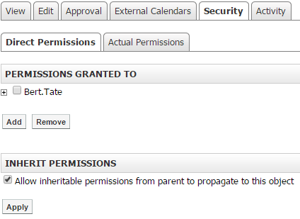 Direct Permissions tab