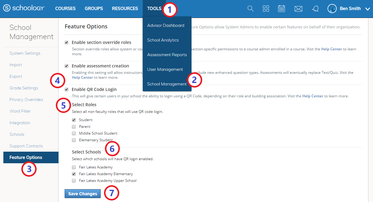 Feature Options with descriptions of each element.