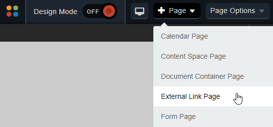 External Link Page menu