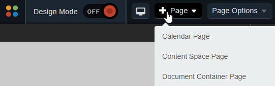 Content Space Page menu