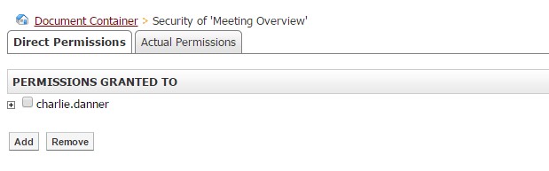 Direct Permissions tab