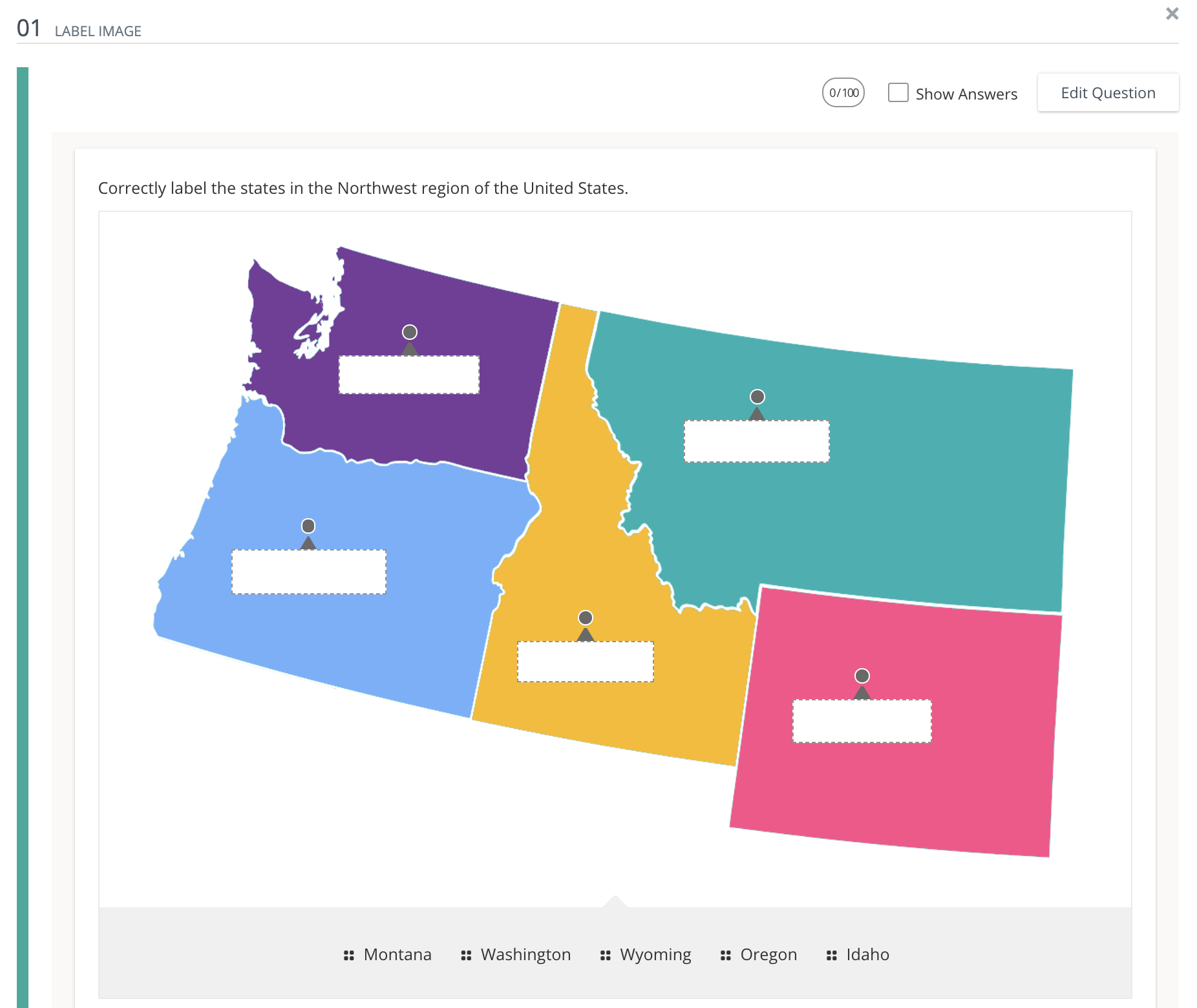 A question preview with options to edit questions, show answers, or close the question.