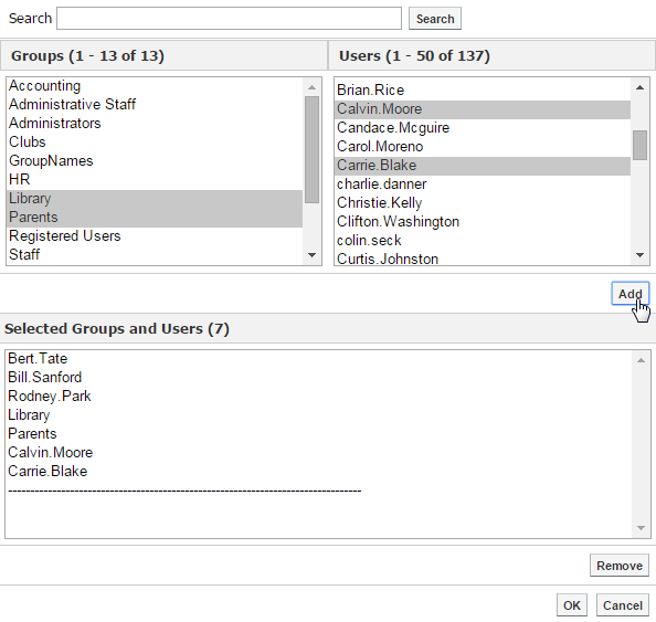 Grant Permissions window