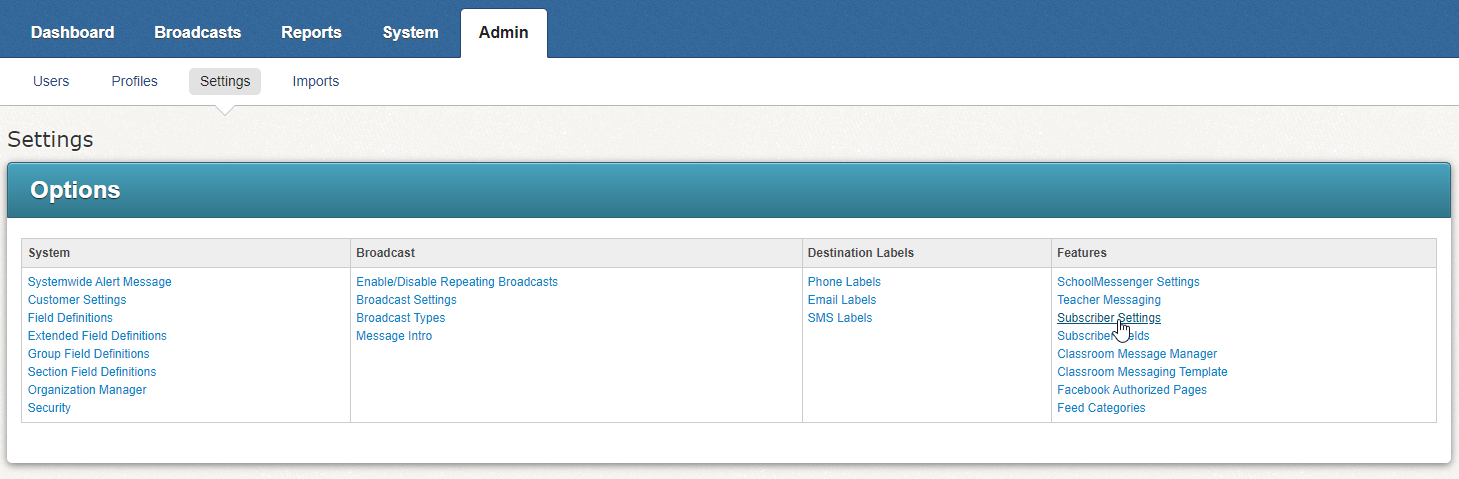 Admin Tab
