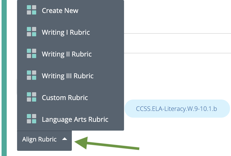 Align rubric with options to create a new rubric or select one from your Resources