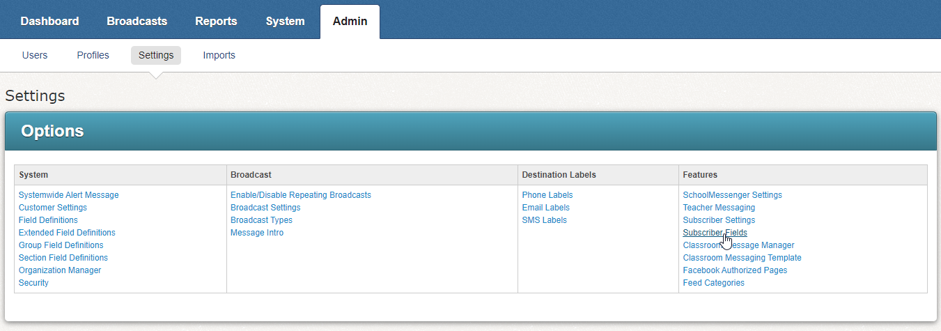 Admin Tab