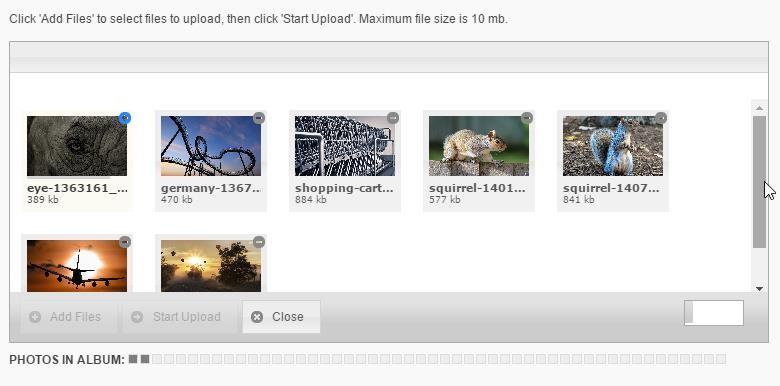 Add Files window with images