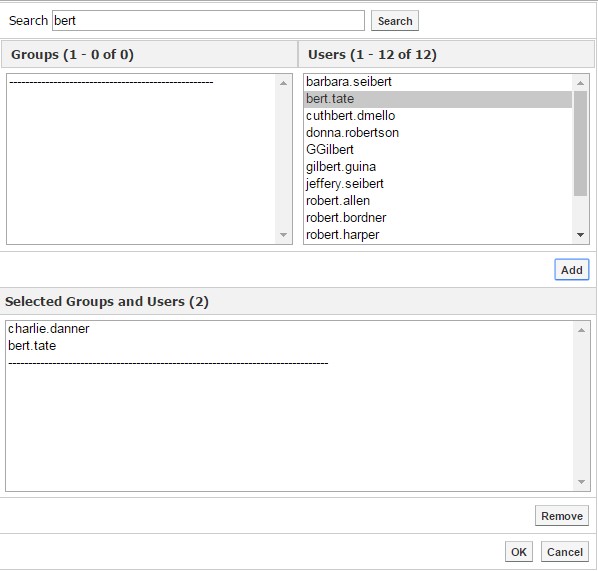 User Picker options window